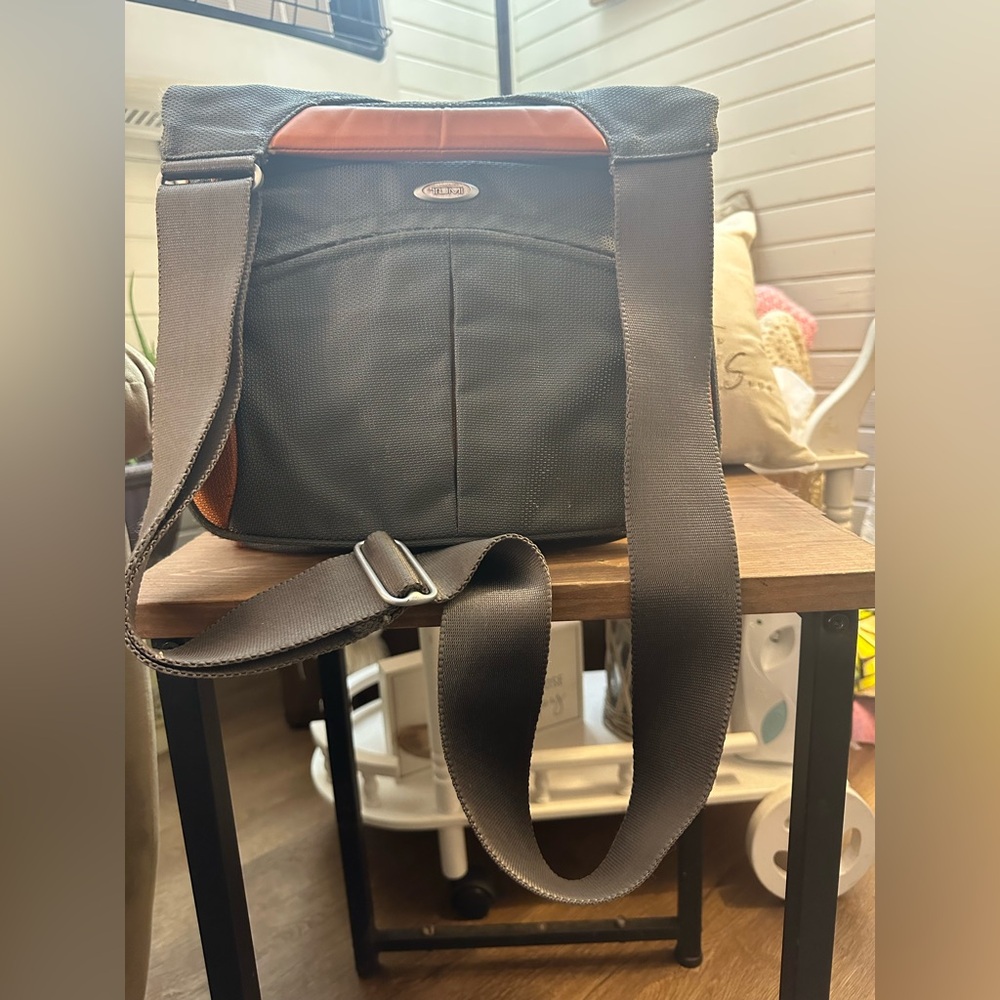 Tumi Gray and Orange Ducati Messenger Bag